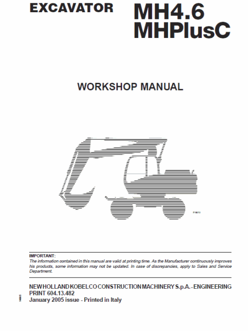 New Holland MH4.6, MHPlusC Excavator Service Manual