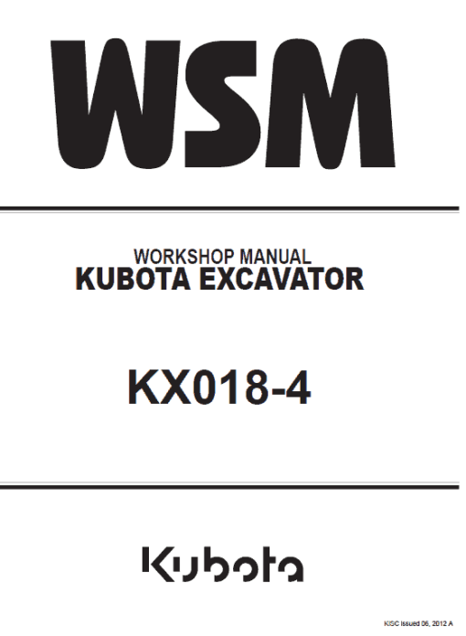 Kubota K018-4 Excavator Workshop Service Manual