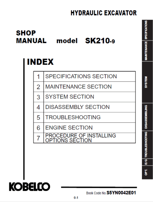 Kobelco SK210-9 Excavator Service Manual