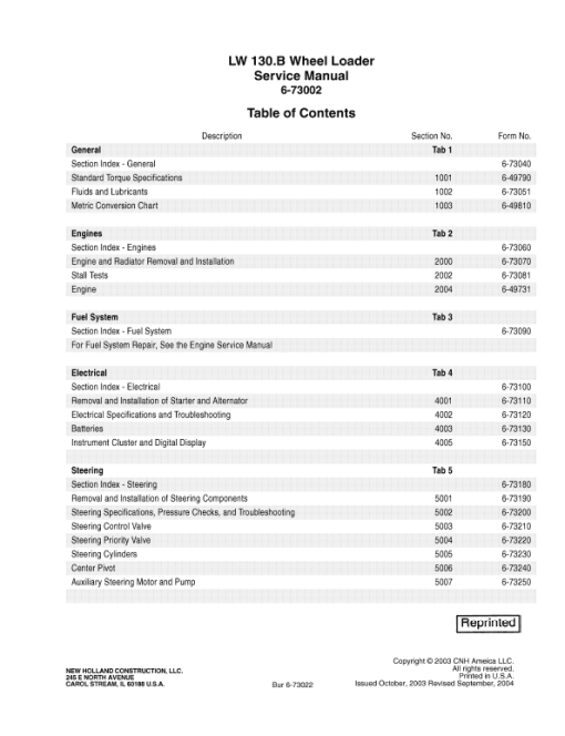 New Holland LW130.B Wheel Loader Service Manual