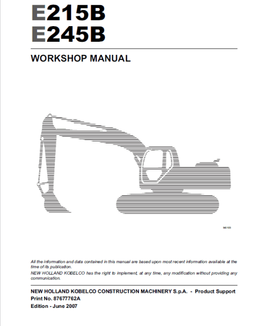 New Holland E215B, E245B Excavator Service Manual