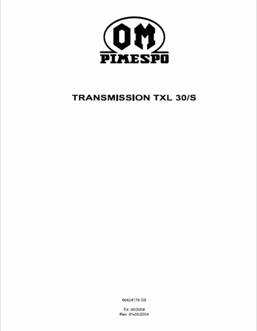 Om Pimespo Transmission TXL 30/S Workshop Manual