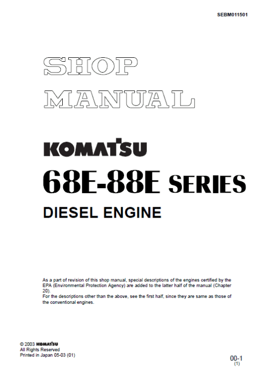 Komatsu 68E-88E Series Engine Manual