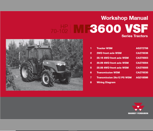 Massey Ferguson MF3600 V - S - F - GE Series Tractors Workshop Manual - Image 4