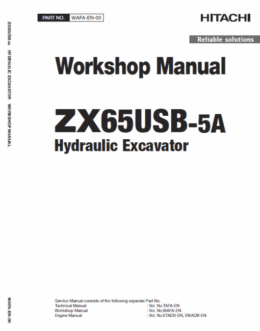 Hitachi ZX65USB-5A Excavator Service Repair Manual