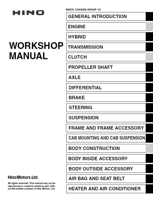 Hino Truck 2016 COE HEV Service Manual