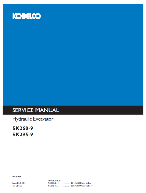 Kobelco SK260-9, SK295-9 Excavator Service Manual