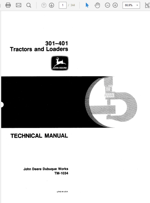 John Deere 301, 401 Tractors and Loaders Technical Manual (TM1034)