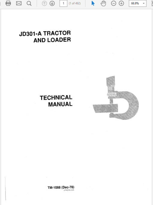 John Deere 301A Tractor and Loader Technical Manual (TM1088)