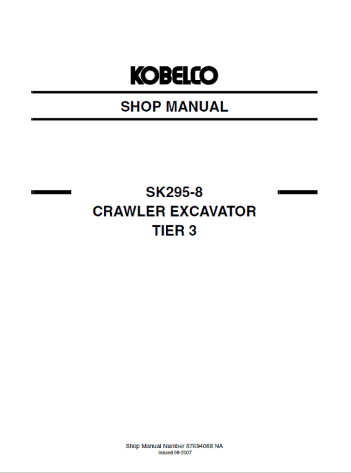 Kobelco SK295-8 Tier 3 Excavator Service Manual