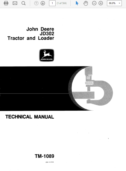 John Deere 302 Tractor and Loader Repair Technical Manual (TM1089)