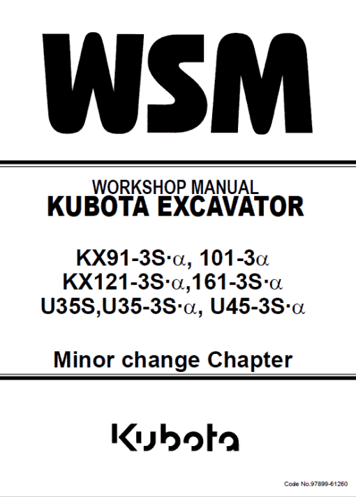 Kubota KX91-3S, KX101-3, KX121-3S, KX161-3S Excavator Manual