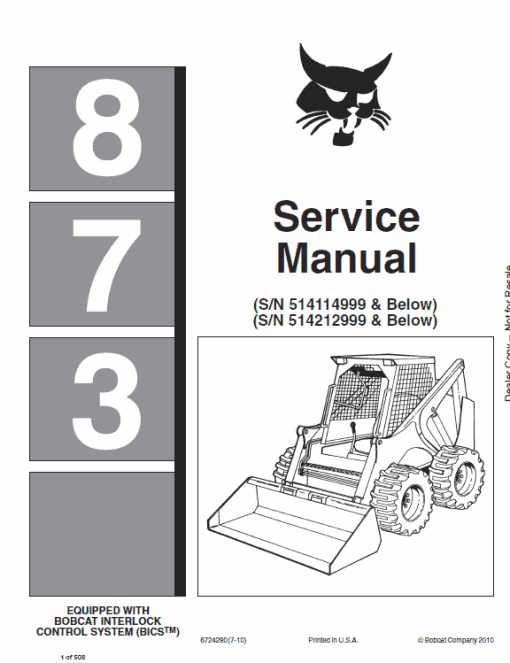 Bobcat 873 Skid-Steer Loader Service Manual - Image 4