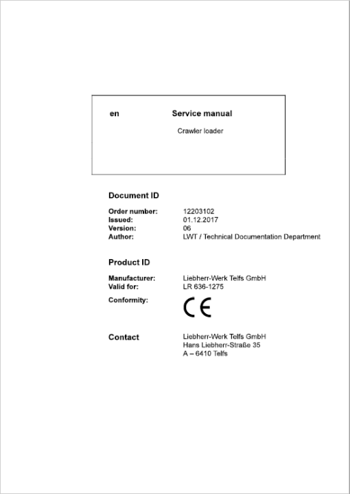 Liebherr LR 636 Crawler Dozer Repair Service Manual