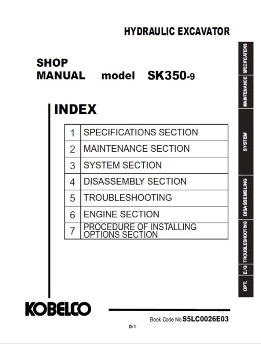 Kobelco SK350-9 Excavator Service Manual