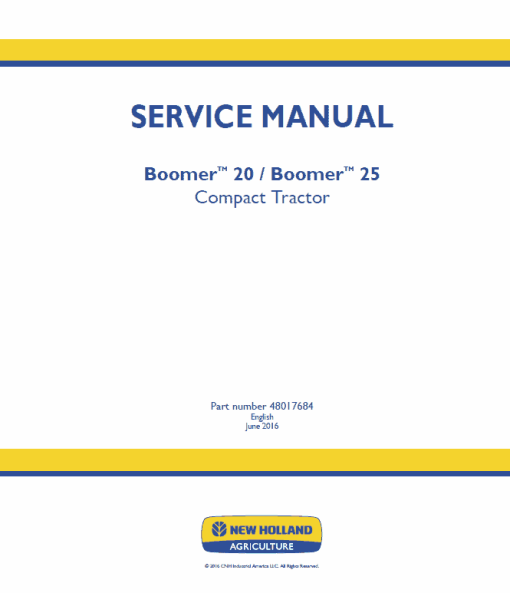 New Holland Boomer 20 and Boomer 25 Tractor Service Manual