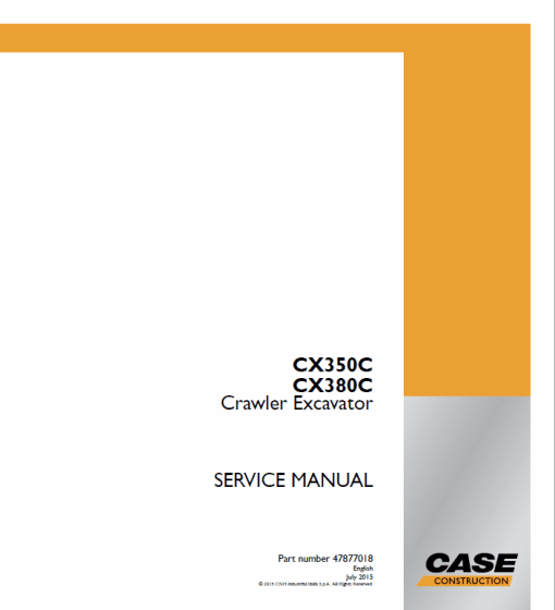 Case CX350C, CX370C, CX380C Excavator Service Manual