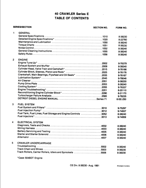 Case Drott 40 Series E Excavator Service Manual