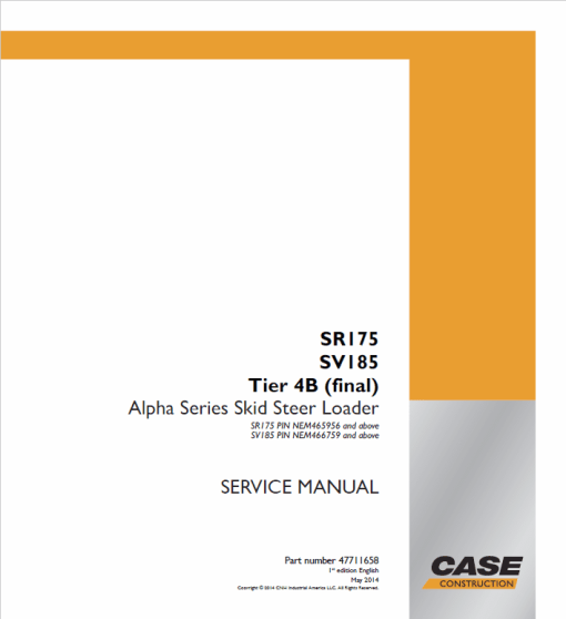 Case SR175, SV185 SkidSteer Service Manual - Image 2