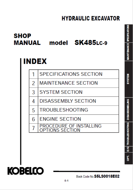 Kobelco SK485LC-9 Excavator Service Manual