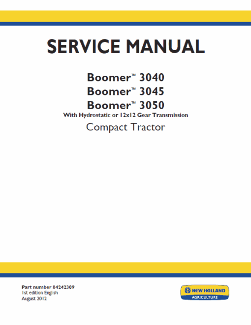 New Holland Boomer 3040, 3045 and 3050 Tractor Service Manual