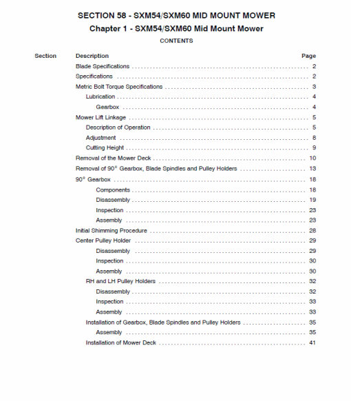 New Holland SXM54, SXM60 Mower Service Manual