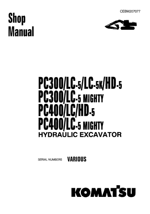 Komatsu PC300-5, PC300LC-5, PC300HD-5 Excavator Service Manual