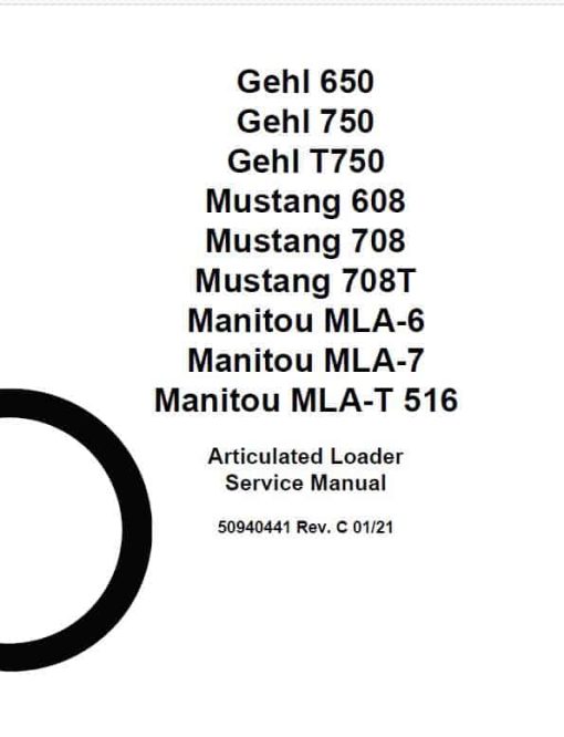 Gehl AL T750 Articulated Loader Repair Service Manual