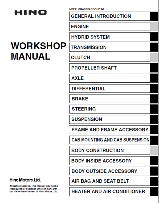 Hino Truck 2017 COE HEV Service Manual