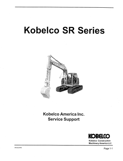 Kobelco SR70, SR115, SR135, SR200, SR235 Excavator Service Manual