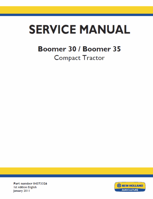 New Holland Boomer 30 and Boomer 35 Tractor Service Manual