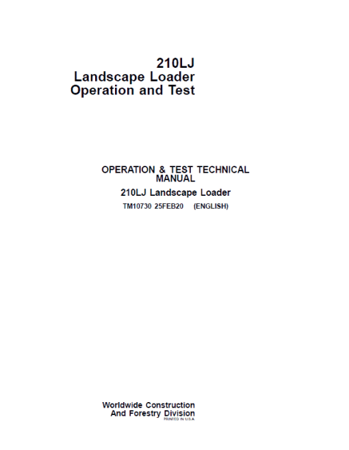 John Deere 210LJ Landscape Loader Repair Technical Manual - Image 2