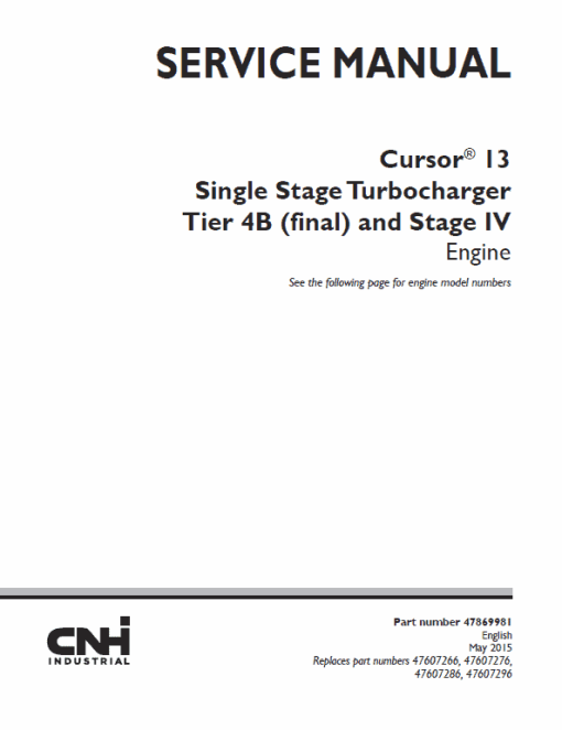 Cursor 13 Single Stage Turbocharger Tier 4B and Stage IV Engine Service Manual - Image 2