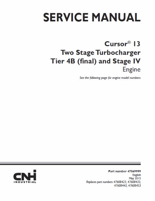 Cursor 13 Two Stage Turbocharger Tier 4B and Stage IV Engine Service Manual - Image 2