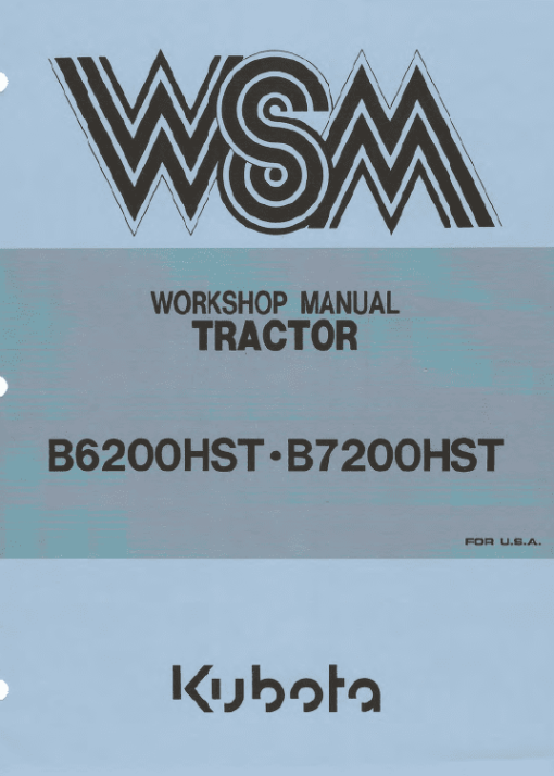 Kubota B6200HST, B7200HST Tractor Workshop Service Manual