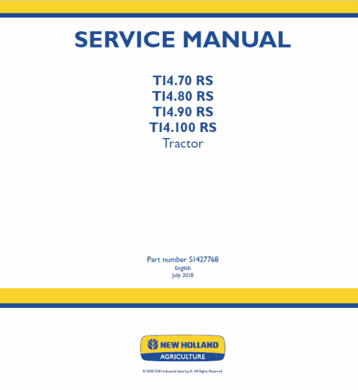 New Holland T14.70 RS, T14.80 RS Tractor Service Manual