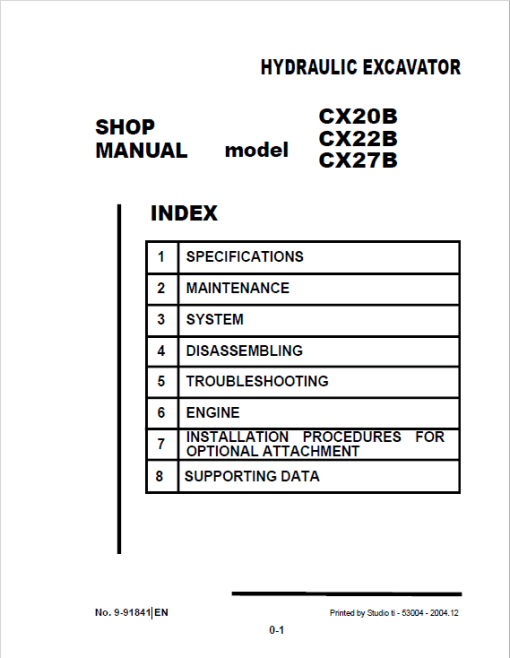 Case CX27B Excavator Service Manual - Image 3