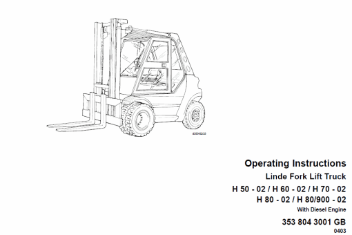 Linde Type 353 Forklift Truck: H50, H60, H70, H80 Repair Service Training Manual - Image 2