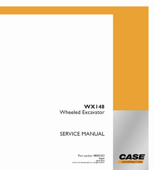 Case WX148 Wheeled Excavator Service Manual - Image 2