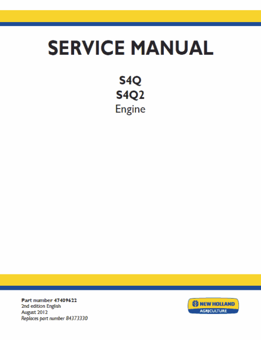 New Holland S4Q, S4Q2 Engine Service Manual