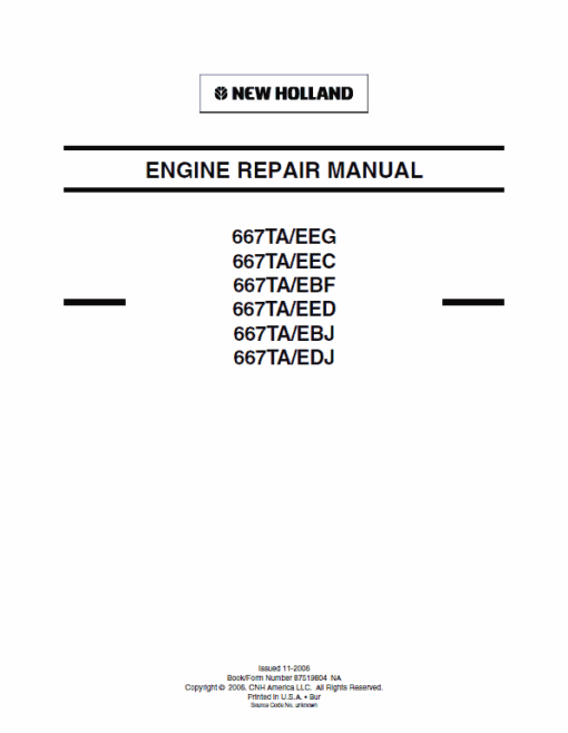 667TA EEG, 667TA EEC, 667TA EBF, 667TA EED, 667TA EBJ, 667TA EDJ Engine Manual