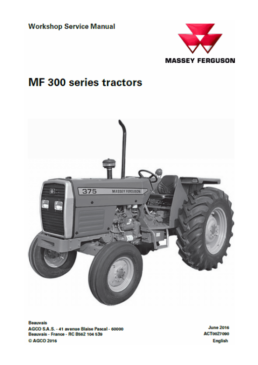 Massey Ferguson 345, 350, 355, 360, 375, 385 Tractor Service Manual