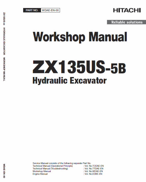 Hitachi ZX135US-5B Excavator Service Repair Manual