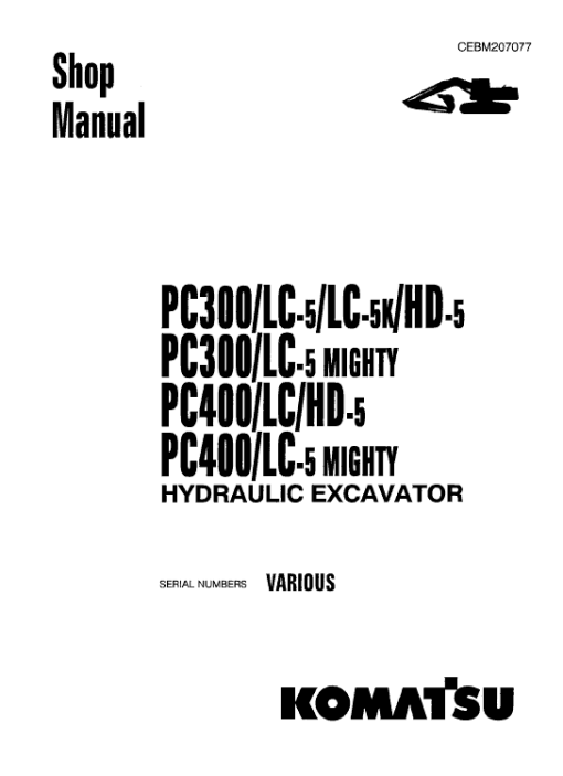 Komatsu PC400-5, PC400LC-5, PC400HD-5 Excavator Service Manual