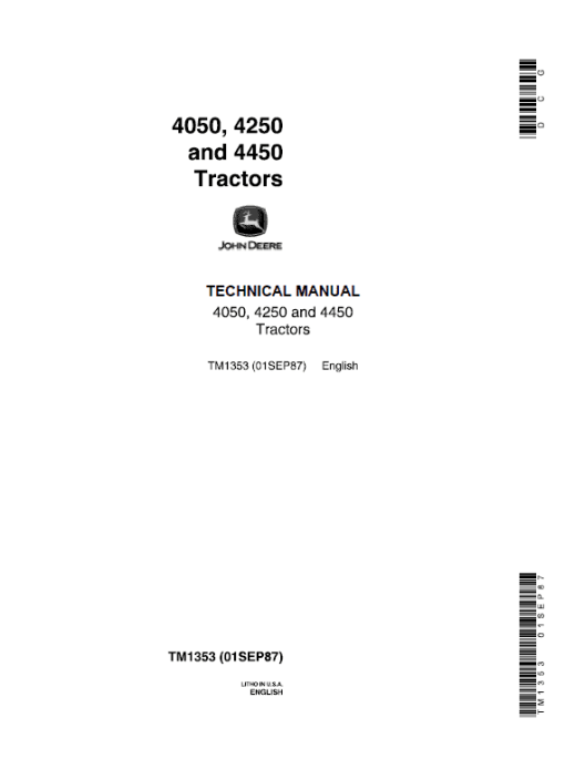 John Deere 4050, 4250, 4450 Tractors Repair Technical Manual