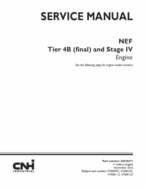 NEF Tier 4B Final and Stage IV Engine Service Manual - Image 2