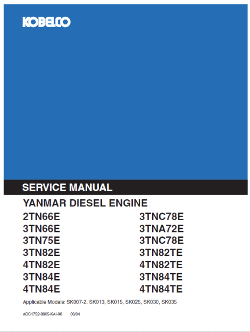 Yanmar 2TN 3TN 4TN Engine Workshop Service Manual