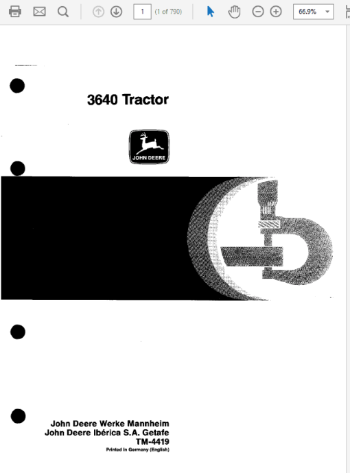 John Deere 3640 Tractor Repair Technical Manual (TM4419)