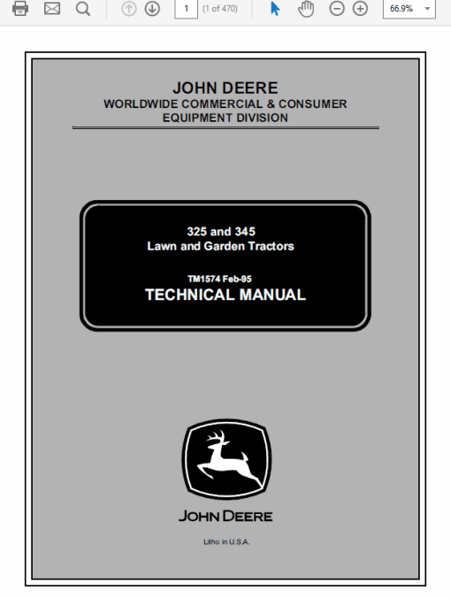 John Deere 325, 335 and 345 Lawn Garden Tractors Technical Manual (TM1760) - Image 2