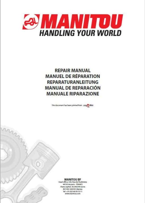 Manitou MHT 10120 L, MHT 10160 L Telehandler Repair Manual